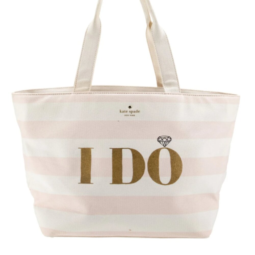 Kate Spade Bride "I Do, I Did" Canvas Tote Custom Wedding Storybook lining